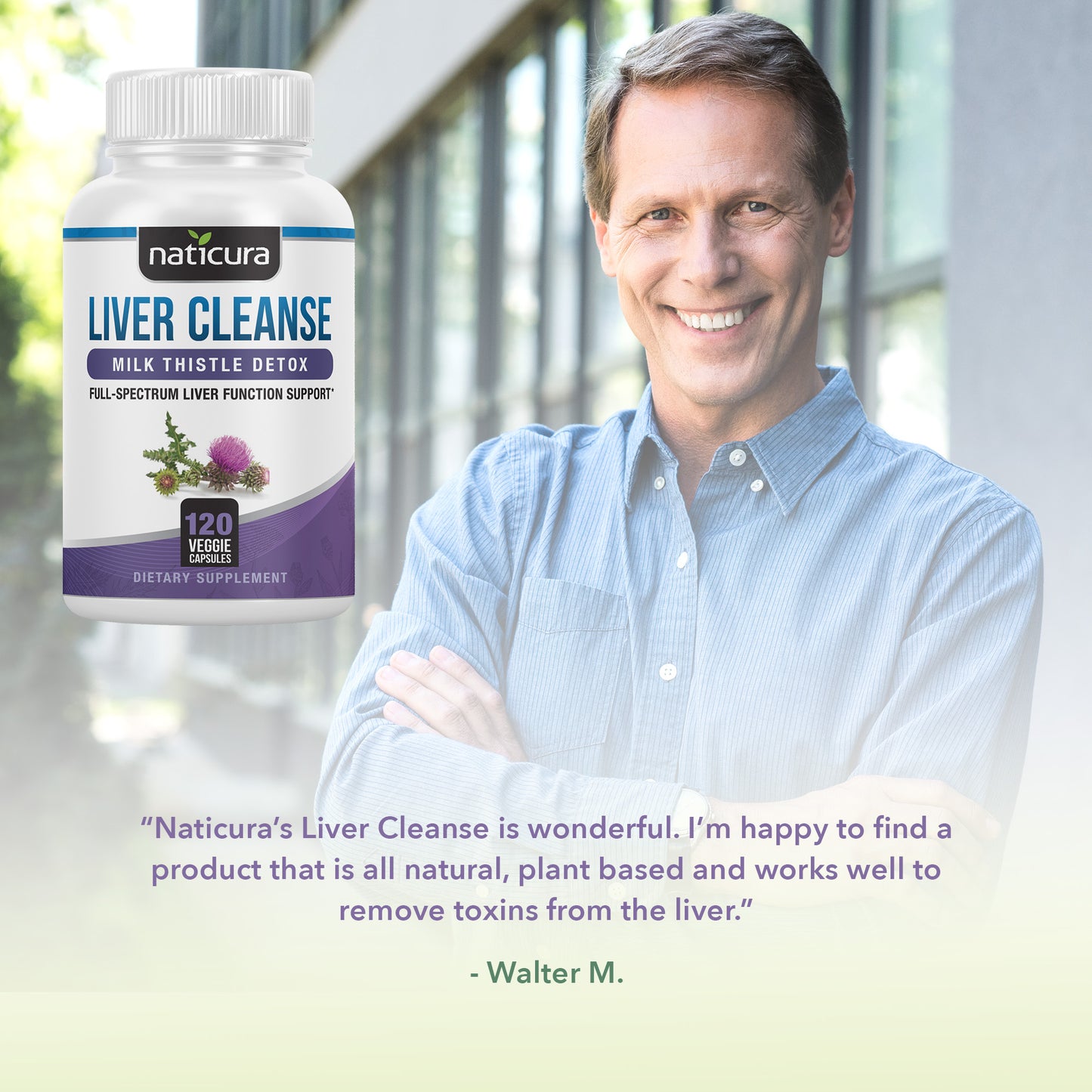 Liver Cleanse Plant Based Detox Supplement - 120 capsules for healthy liver support and detoxification With Milk Thistle, NAC, ALA, GSE & Enzyme Boost