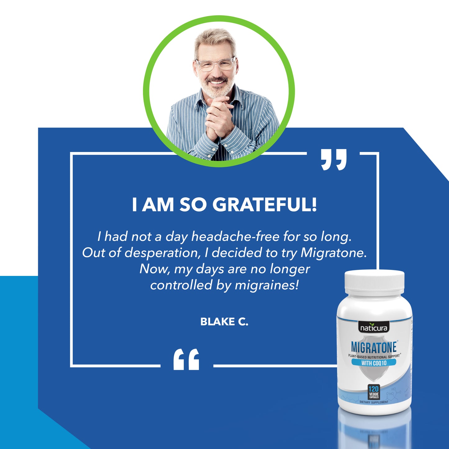 Migratone Migraine Defense  Natural Headache Relief Supplement - Helps to Prevent Nausea, Sensitivity & Auras from Tension & Chronic Strain - Doctor Recommended Long-Term Protection & Brain Support - 120 Vegan Capsules