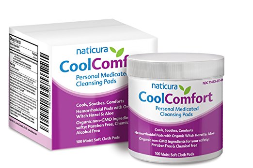 Hemorrhoid Relief Personal Medicated Cleansing Wipes - Cooling Pads with Organic Witch Hazel & Aloe Vera for Refreshing Cool Comfort Soothing Relief