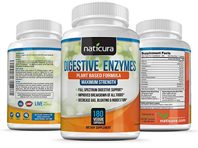 Digestive Enzymes With Probiotics & Prebiotics - 180 capsules Enzyme Supplement for Healthy Digestion & Help with IBS, Gas, Bloating and Lactose Intolernce