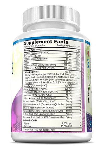 Liver Cleanse Plant Based Detox Supplement - 120 capsules for healthy liver support and detoxification With Milk Thistle, NAC, ALA, GSE & Enzyme Boost