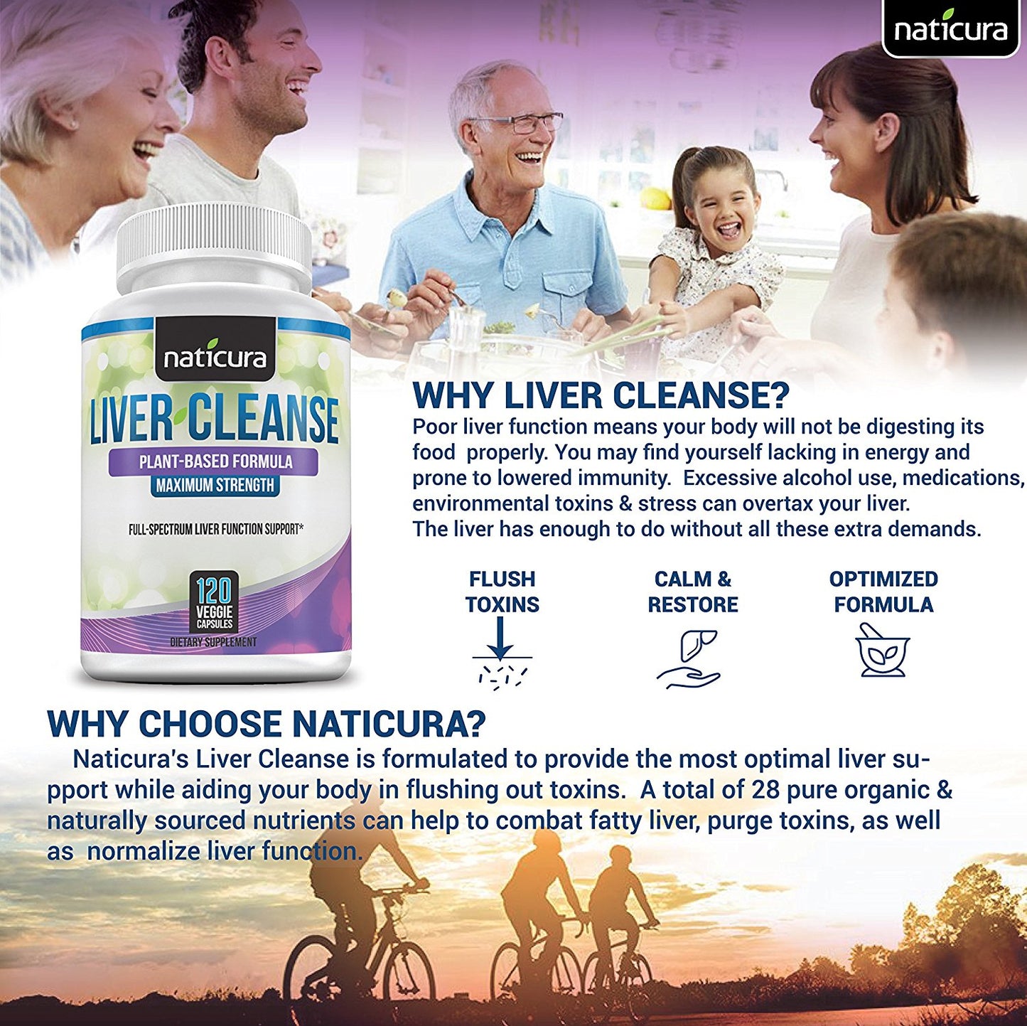 Liver Cleanse Plant Based Detox Supplement - 120 capsules for healthy liver support and detoxification With Milk Thistle, NAC, ALA, GSE & Enzyme Boost