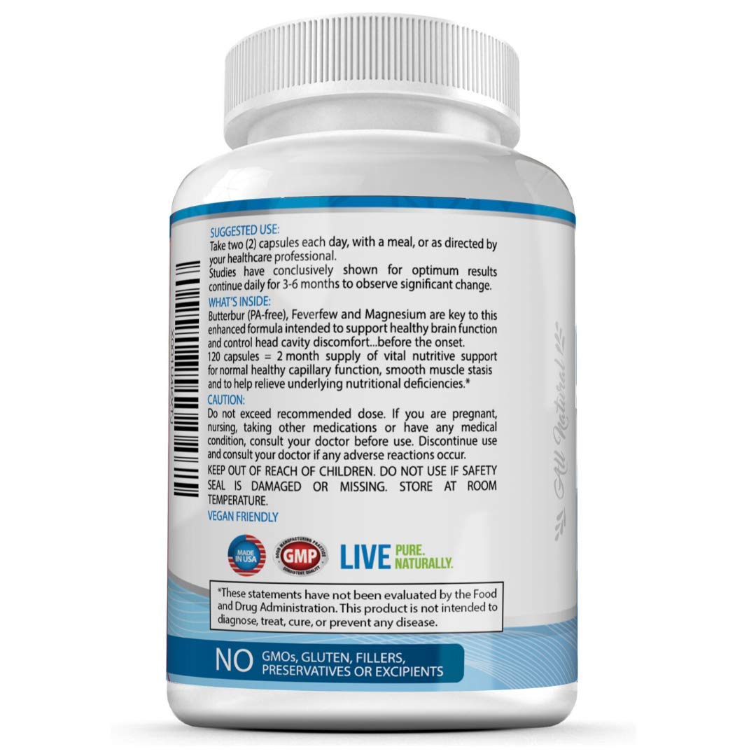 Migratone Migraine Defense  Natural Headache Relief Supplement - Helps to Prevent Nausea, Sensitivity & Auras from Tension & Chronic Strain - Doctor Recommended Long-Term Protection & Brain Support - 120 Vegan Capsules